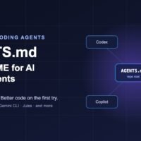 AGENTS.md guide banner: one instructions file shared by Codex, Cursor, Copilot and Gemini CLI