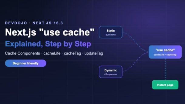 Next.js use cache explained: Cache Components, cacheLife and cacheTag banner